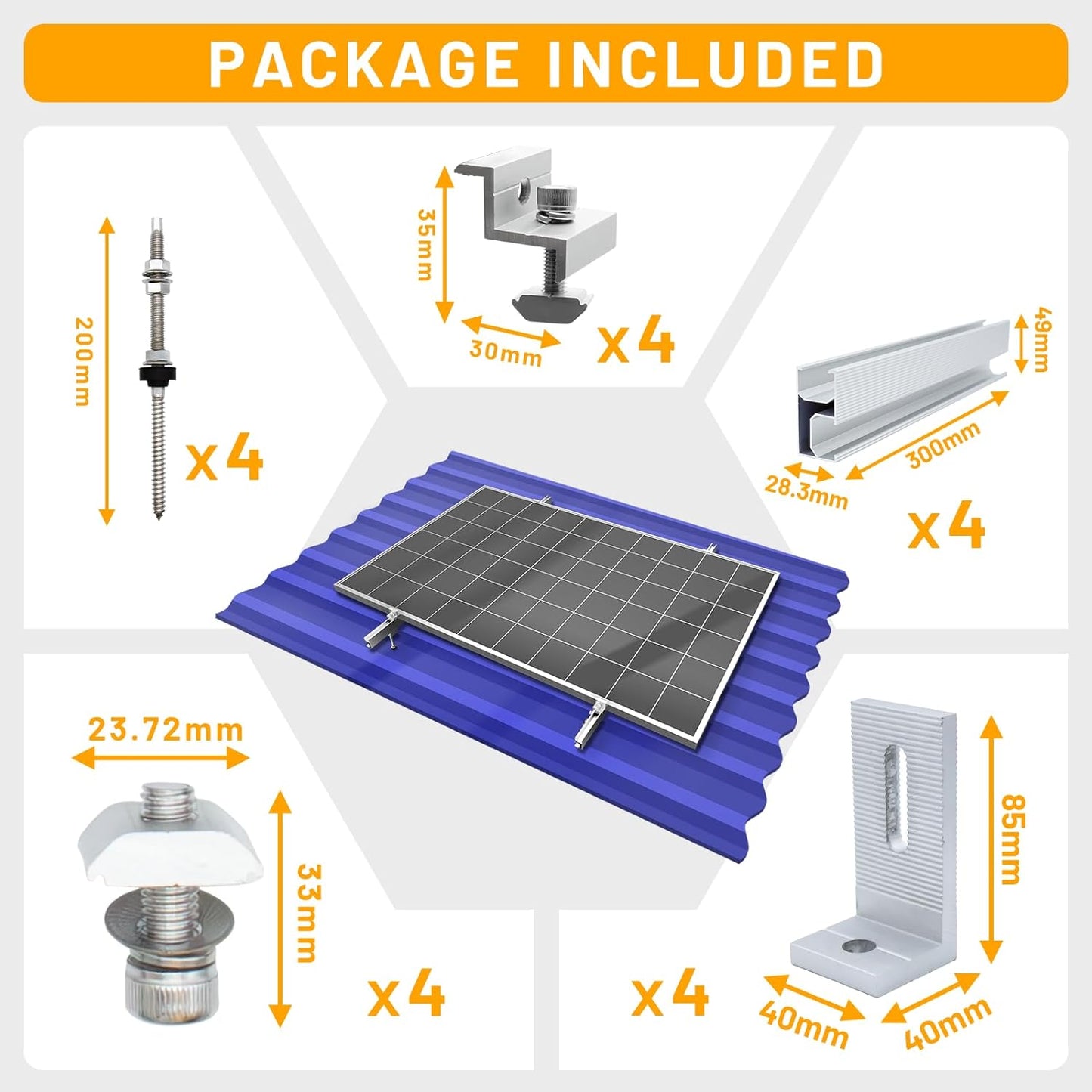 SUS304 Edelstahl Holzschraube mit Schienen für Solarpanel-Montierkit für jede flache Oberfläche mit Holzbalken