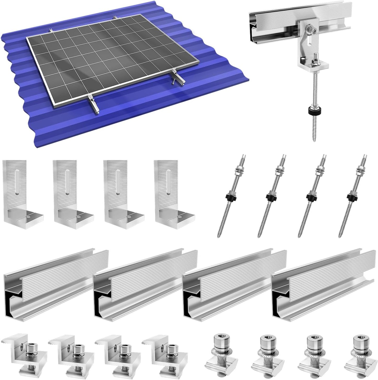 SUS304 Edelstahl Holzschraube mit Schienen für Solarpanel-Montierkit für jede flache Oberfläche mit Holzbalken