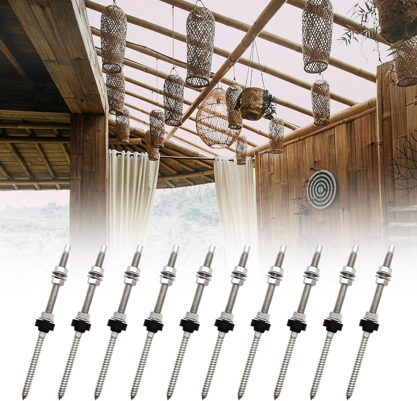 höhenverstellbare Holzschrauben, Stockschraube M10 x 200 mm, zur Befestigung von Solarzubehör, geeignet für Solarinstallationen sowie DIY-Projekte