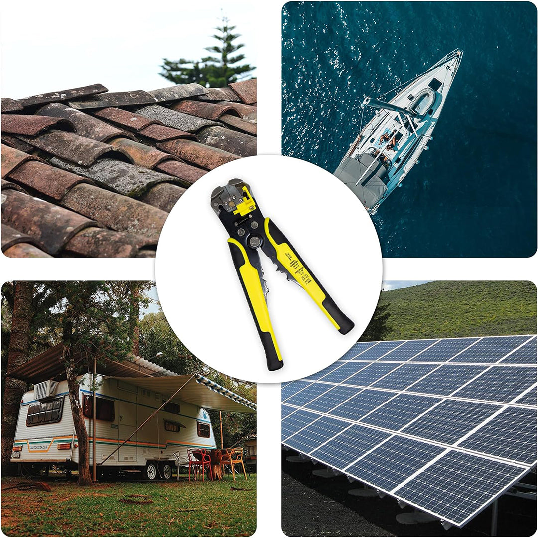 Solar Crimpzange Werkzeug Set für 2.5/4/6mm² Solar Kabel, 1x Crimpzange,1x Abisolierwerkzeuge, 2x Schraubenschlüssel für Photovoltaik