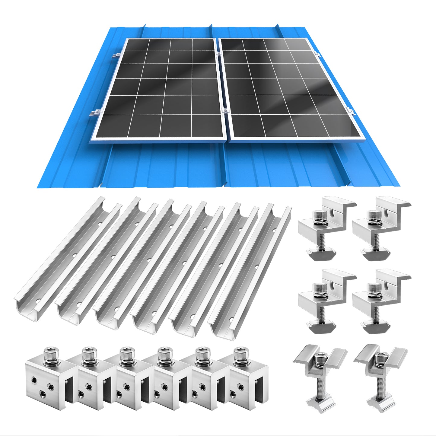 Solarhalterung mit Mini Schienenprofil Dachrinnenklammer,flachdachhalterung für solarmodule ,geeignet für Solarmodule mit einer Dicke von 30/35 mm