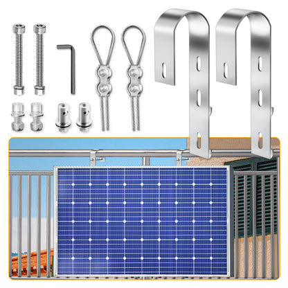 2 Haken Solarpanel Balkonhaken, Aluminium Solarmodul Haken halterungen, für die Montage von Solarmodulen auf Balkon, Pfosten und Geländer