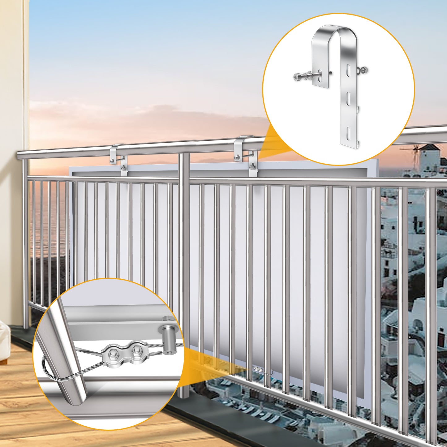 2 Haken Solarpanel Balkonhaken, Aluminium Solarmodul Haken halterungen, für die Montage von Solarmodulen auf Balkon, Pfosten und Geländer