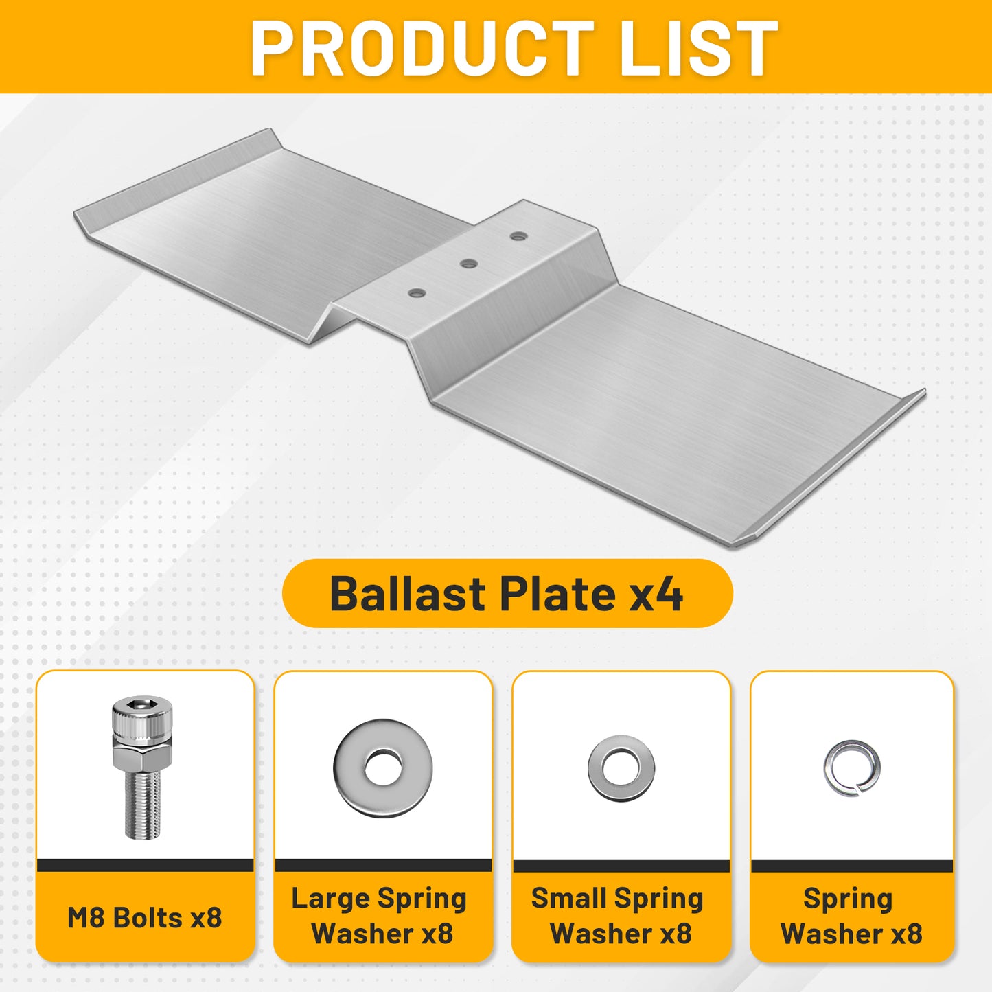 Ballastierte Aluminiumplatte, die in Kombination mit Halterungen verwendet wird, ohne die Oberfläche des Dachs zu beschädigen