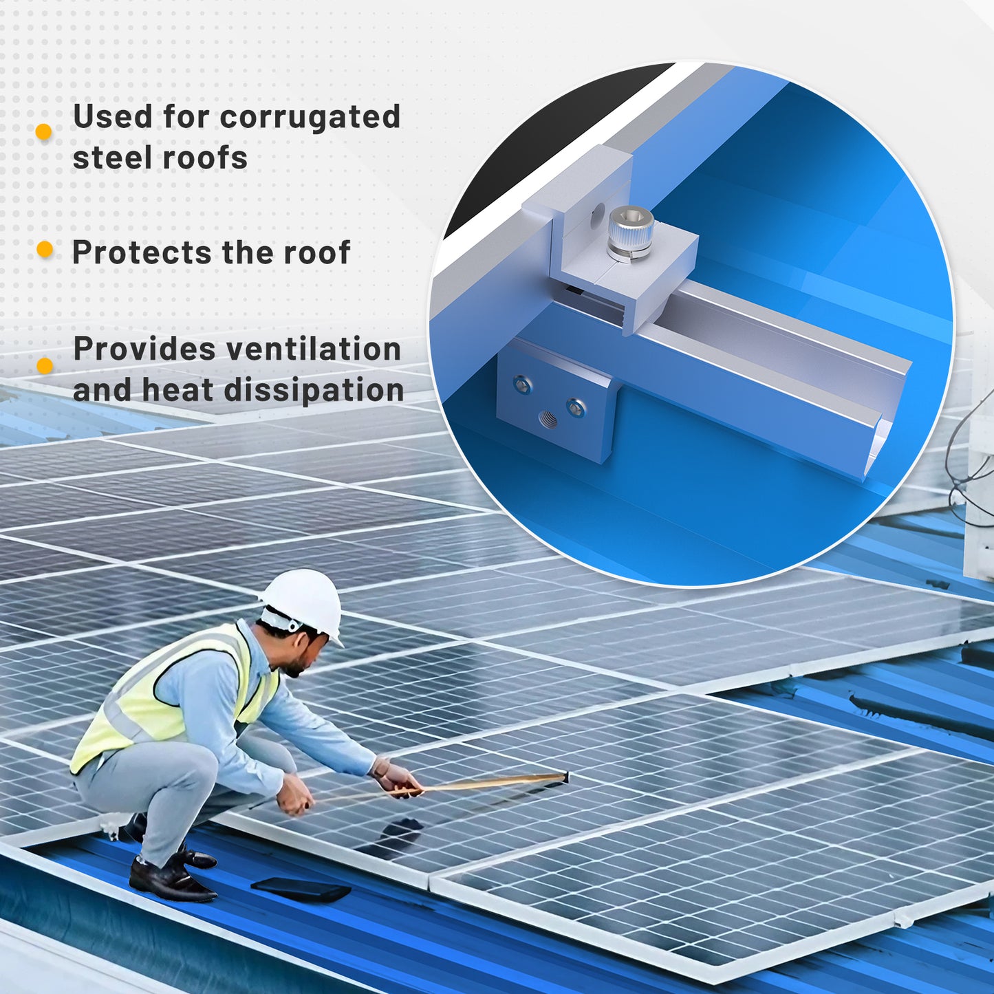 Solarhalterung mit Mini Schienenprofil Dachrinnenklammer,flachdachhalterung für solarmodule ,geeignet für Solarmodule mit einer Dicke von 30/35 mm