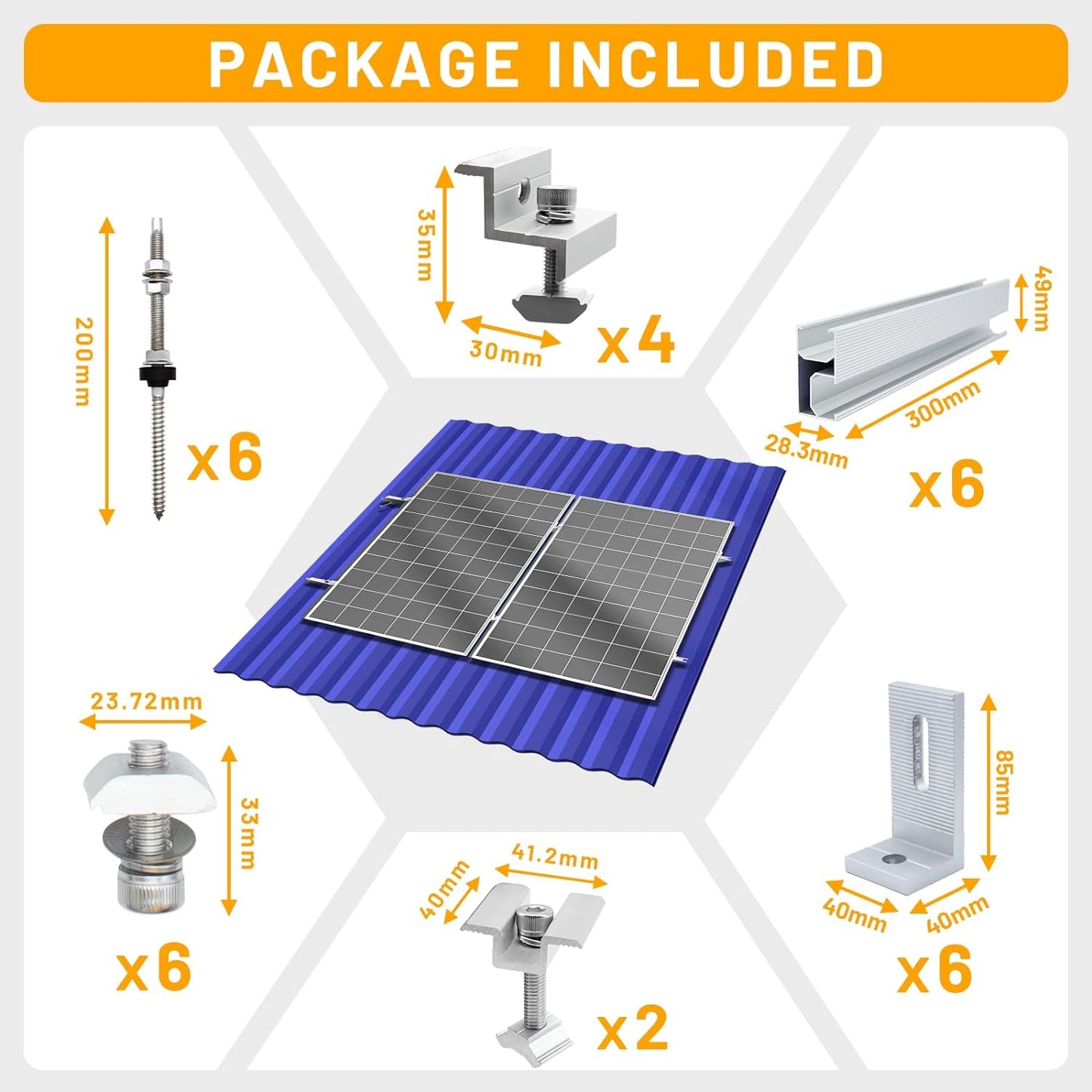 SUS304 Edelstahl Holzschraube mit Schienen für Solarpanel-Montierkit für jede flache Oberfläche mit Holzbalken