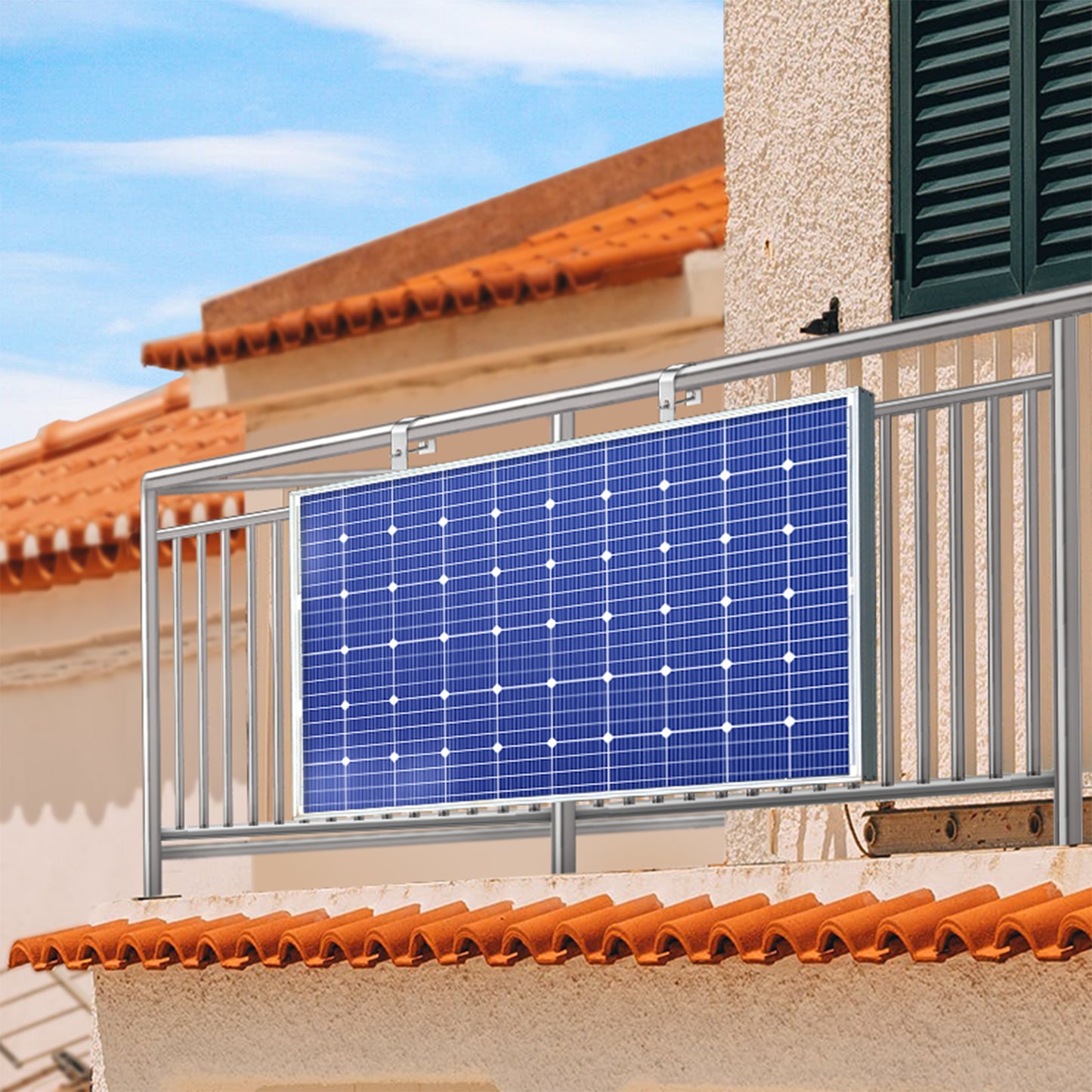 2 Haken Solarpanel Balkonhaken, Aluminium Solarmodul Haken halterungen, für die Montage von Solarmodulen auf Balkon, Pfosten und Geländer