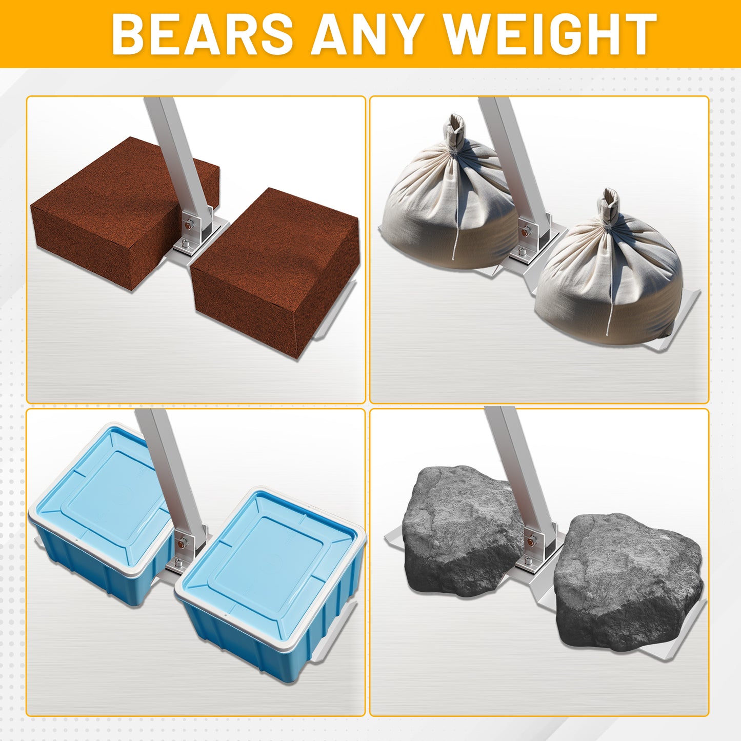 Ballastierte Aluminiumplatte, die in Kombination mit Halterungen verwendet wird, ohne die Oberfläche des Dachs zu beschädigen