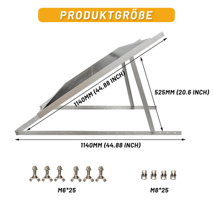 1140 mm Solarpanel Halterung mit Einstellbarem Winkel,Balkonkraftwerk für Solarpanel 100W-500W,Solarmodul Halterung für 100W-500W Solarpanel