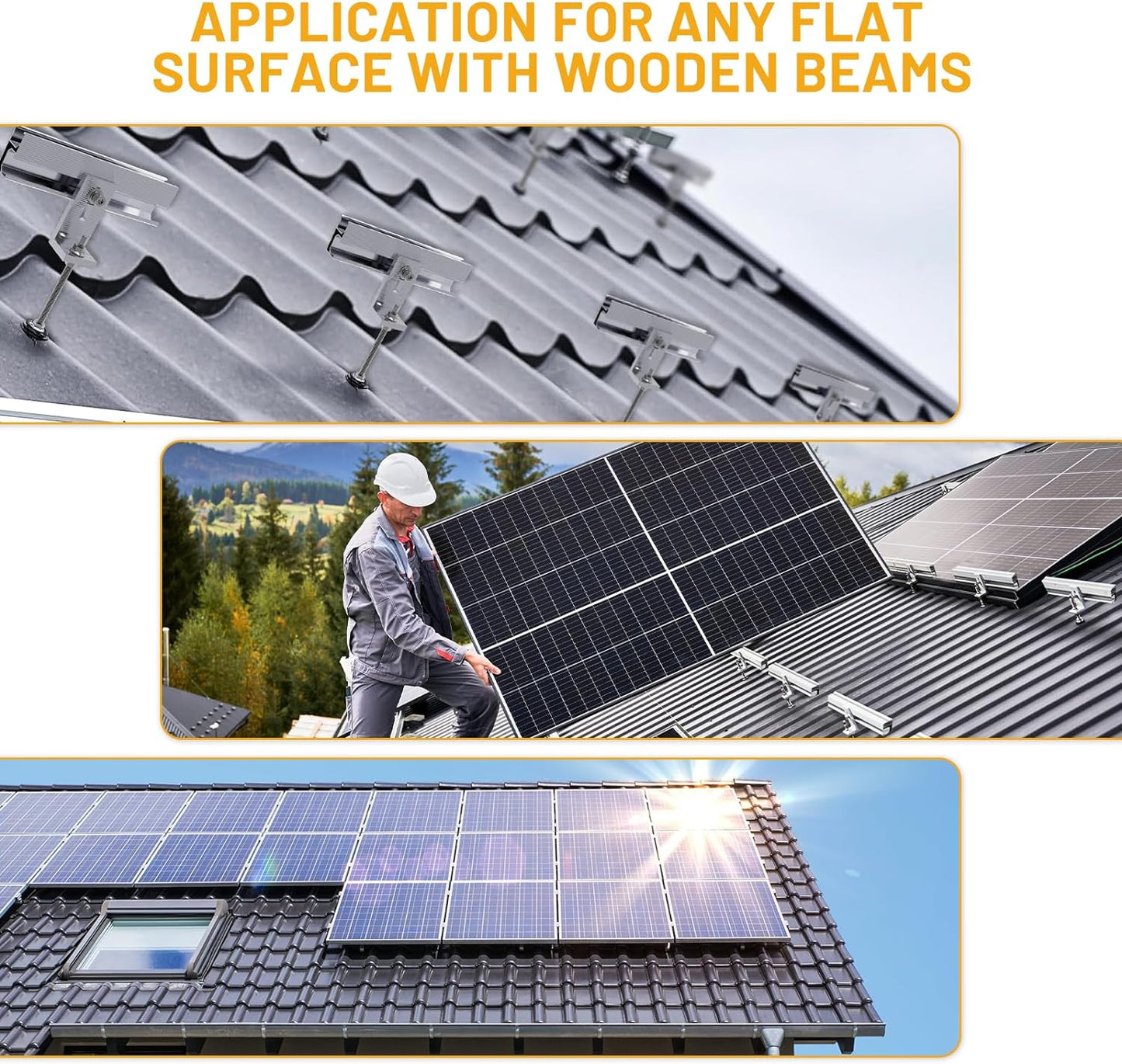 SUS304 Edelstahl Holzschraube mit Schienen für Solarpanel-Montierkit für jede flache Oberfläche mit Holzbalken